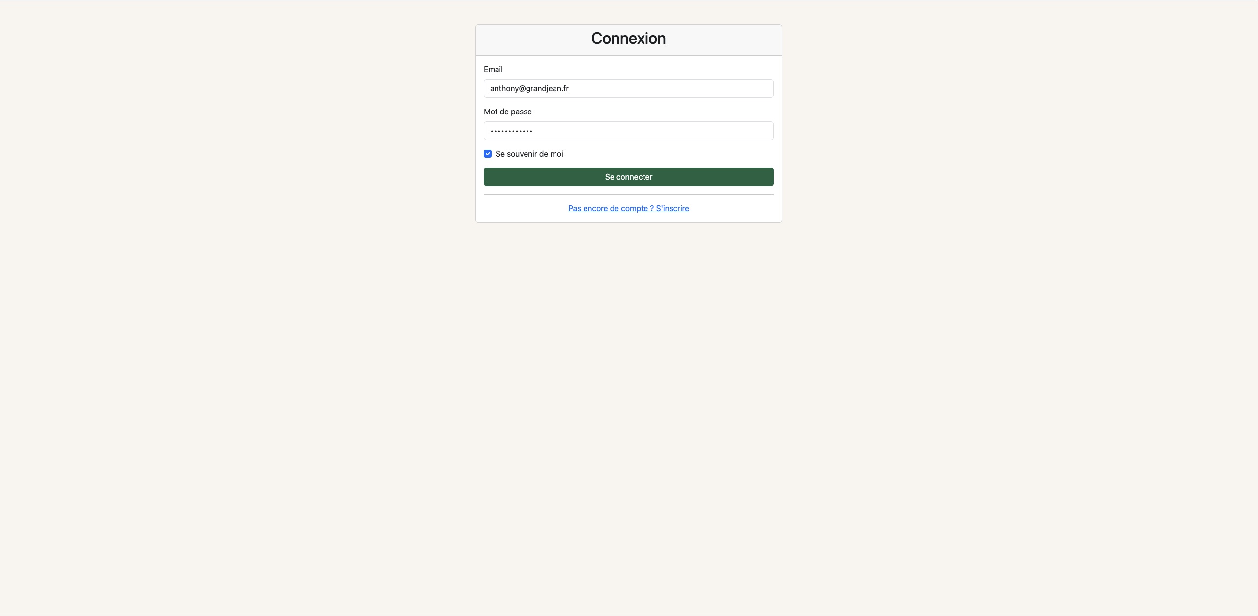 Connexion Symfony